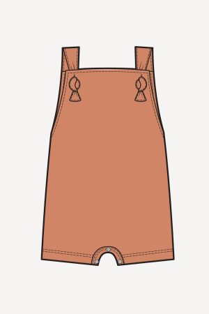 PREORDER tie overall shortie | caramel | organic cotton wide rib