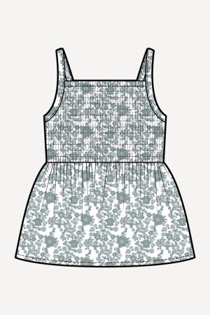 PREORDER spaghetti strap smocked top | jade ditsy floral | organic cotton jersey