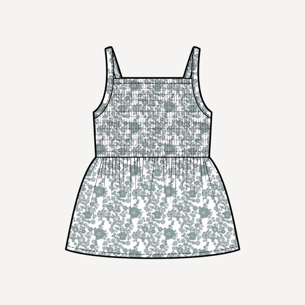 PREORDER spaghetti strap smocked top | jade ditsy floral | organic cotton jersey