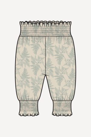 PREORDER smocked waist bubble pant | jade fern blossom | organic cotton woven