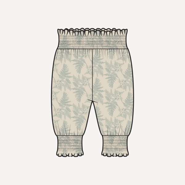 PREORDER smocked waist bubble pant | jade fern blossom | organic cotton woven