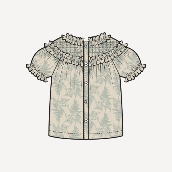 PREORDER winnie top | jade fern blossom | organic cotton woven - Image 3