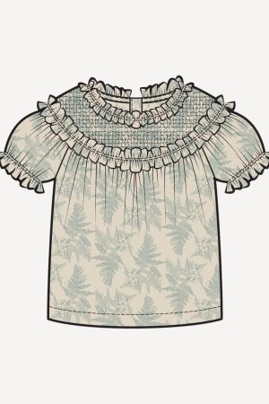 PREORDER winnie top | jade fern blossom | organic cotton woven
