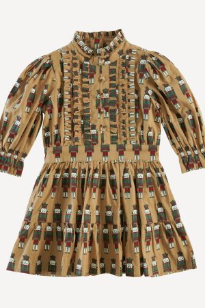 long puff sleeve short tier dress | nutcracker | organic cotton woven