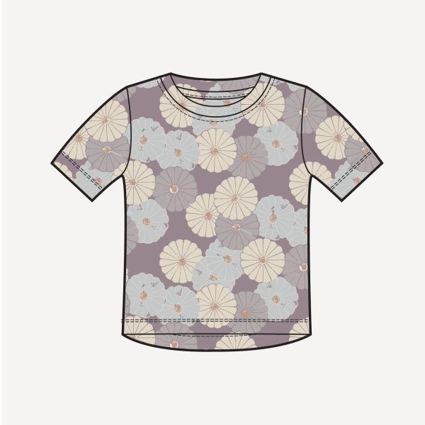 PREORDER short sleeve essential boxy tee | quail vintage daisy | organic cotton jersey