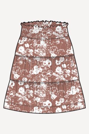 PREORDER smocked gathered tiered skirt | spring wildflower | organic cotton woven