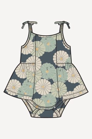 PREORDER spaghetti tie ballerina bubble | vintage daisy | organic cotton woven