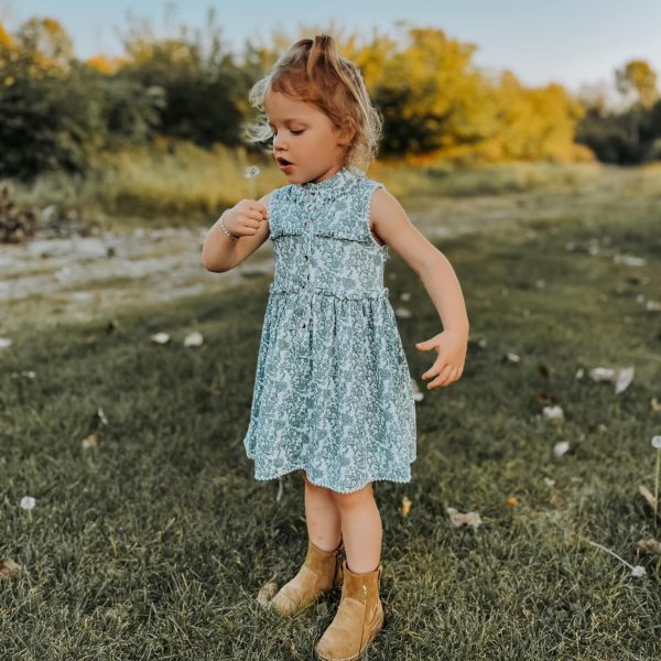 PREORDER spaghetti tie ballerina bubble | jade ditsy floral | organic cotton jersey - Image 3