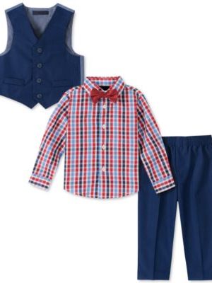 Nautica Baby Boys 4-Pc. Bowtie, Plaid Shirt, Vest & Pants Set