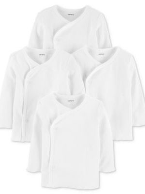 Carter's Baby Boys or Baby Girls Side Snap Cotton T Shirts, Pack of 4