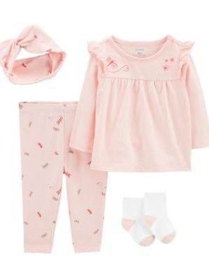 Carter's Baby Girls Top, Leggings, Socks and Headband, 4 Piece Set