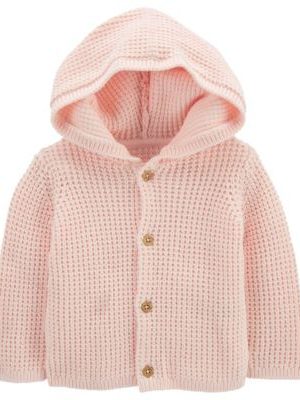 Carter's Baby Girls Hooded Button Down Long Sleeved Cardigan