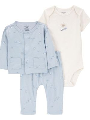 Carter's Baby Boys Little Cardigan, Bodysuit and Pants, 3 Piece Set