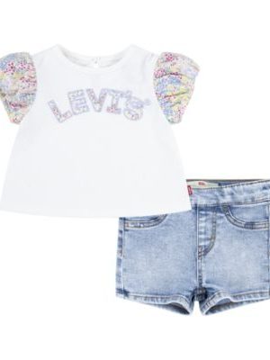 Levi's Baby Girls Floral Sleeve Top and Shorts Set