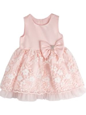 Rare Editions Baby Girls Silk and Embroidered Mesh Social Dress