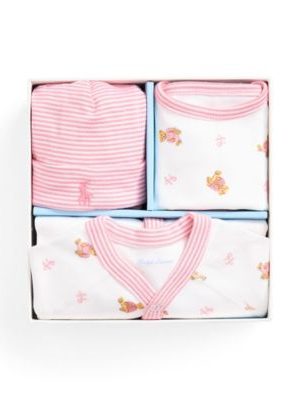 Polo Ralph Lauren Baby Girls Polo Bear Cotton 3-Piece Gift Set