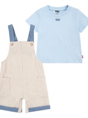 Levi's Baby Boys Gingham Shortall and T-shirt Set