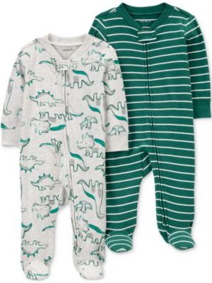 Carter's Baby Boy 2-Way-Zip Footed Sleep and Play Coveralls, Pack of 2