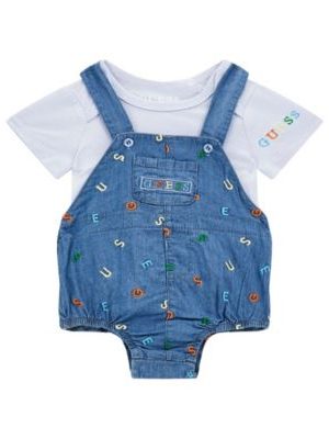 GUESS Baby Boy Short Sleeve Bodysuit and Embroidered Bubble