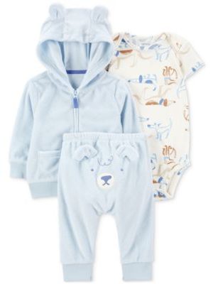 Carter's Baby Boys Dog Little Hooded Jacket, Bodysuit & Pants, 3 Piece Set