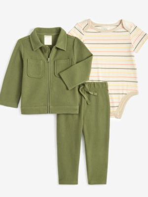 First Impressions Baby Boys Home Stripe Jacket, Bodysuit and Pants Set, Created for Macy's