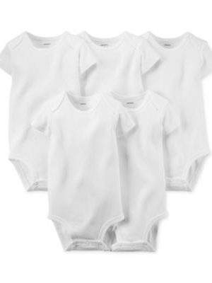 Carter's Baby Boys or Baby Girls Solid Short Sleeved Bodysuits, Pack of 5