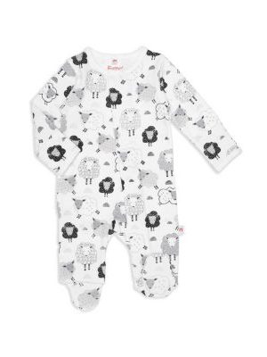 EASY = MAGNETIC CLOSE Baby Boys and Baby Girls Sheep Print Footed Coverall