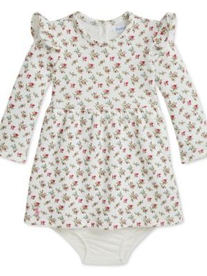 Polo Ralph Lauren Baby Cotton Ruffled Floral Dress with Matching Bloomer