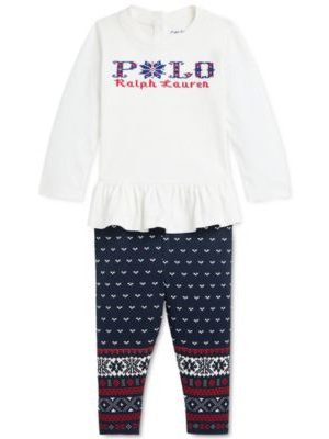 Polo Ralph Lauren Baby Peplum Tee & Printed Jersey Leggings Set