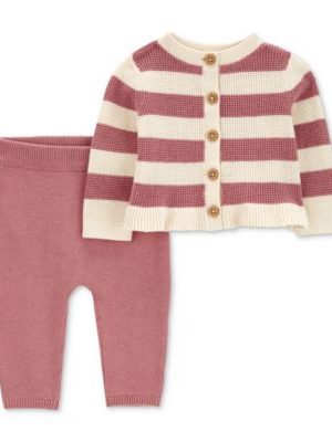 Carter's Baby Girls Striped Cardigan & Joggers