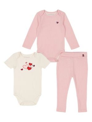 Tommy Hilfiger Baby Girl 2-Pack Ribbed Logo Bodysuits and Legging 3-Piece Set