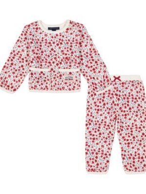 Tommy Hilfiger Baby Girl Ditsy Floral Diamond Quilted Sweatsuit 2-Piece Set