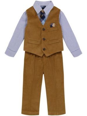 Nautica Baby Boys Bronze Corduroy Vest 4-Piece Set