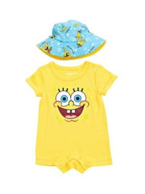 SpongeBob SquarePants Baby Boys Baby Romper and Hat Newborn to