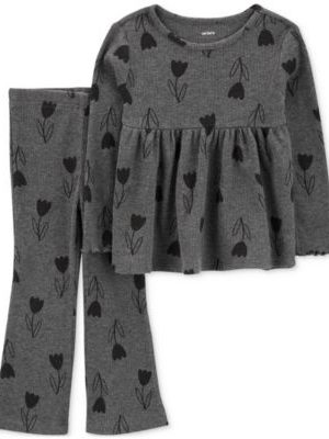 Carter's Toddler Girls Floral-Print Thermal Top & Pants, 2 Piece Set