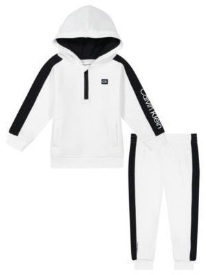Calvin Klein Baby Boy Side-Striped Fleece 1/4-Zip Hoodie Joggers, 2-Piece Set