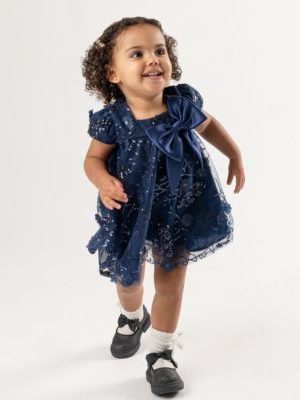 Rare Editions Baby Girl 3D Floral Sequin Social Dress