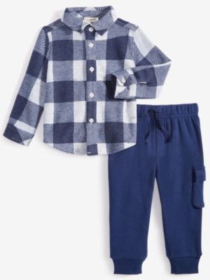 First Impressions Baby Boys Collared Shirt & Cargo Pants, 2 Piece Set, Exclusively at Macy's