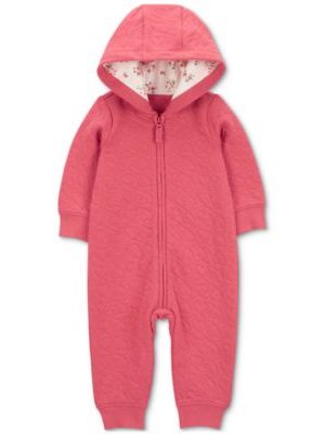 Carter's Baby Girls Heart Solid Hooded Long-Sleeve Jumpsuit