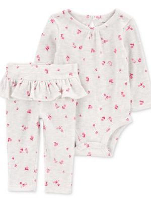 Carter's Baby Girls Floral Valentine's Day Bodysuit & Pants, 2 Piece Set