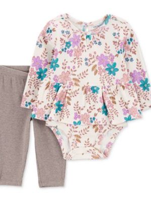 Carter's Baby Girls Floral Peplum Bodysuit & Pants, 2 Piece Set