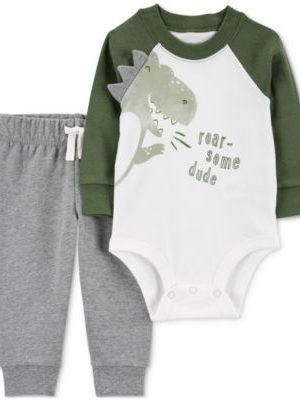 Carter's Baby Boys Dinosaur Bodysuit & Jogger Pants, 2 Piece Set