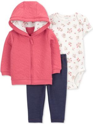 Carter's Baby Girls 3-Pc. Hoodie, Bodysuit & Pants Set