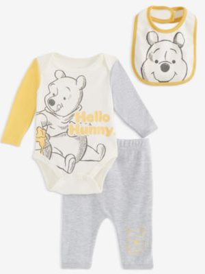 Disney Baby Winnie-the-Pooh Bib, Bodysuit & Pants, 3 Piece Set