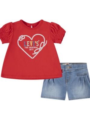Levi's Baby Girls Heart Tee and Shorts, 2-Piece Set