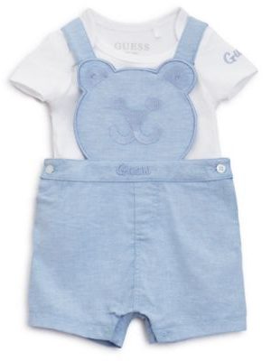 GUESS Baby Boys Short Sleeve Bodysuit and Bear Shortall, 2-Piece Set