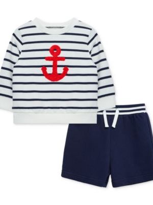 Little Me Baby Boys Anchor Cotton Active Sweatshirt & Shorts, 2 Piece Set