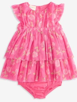 First Impressions Baby Girls Rose-Print Tulle Dress & Bloomer, 2 Piece Set, Exclusively at Macy's