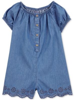 Carter's Toddler Girls Button-Front Cotton Chambray Romper