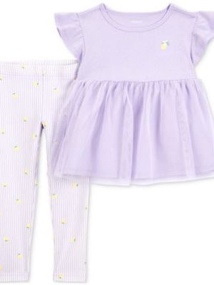 Carter's Toddler Girls Lemon Tulle Top & Leggings, 2-Piece Set